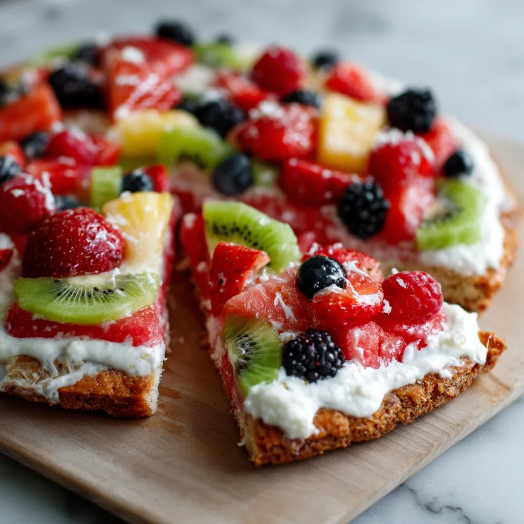 Watermelon Pizza with Fruit and Yogurt