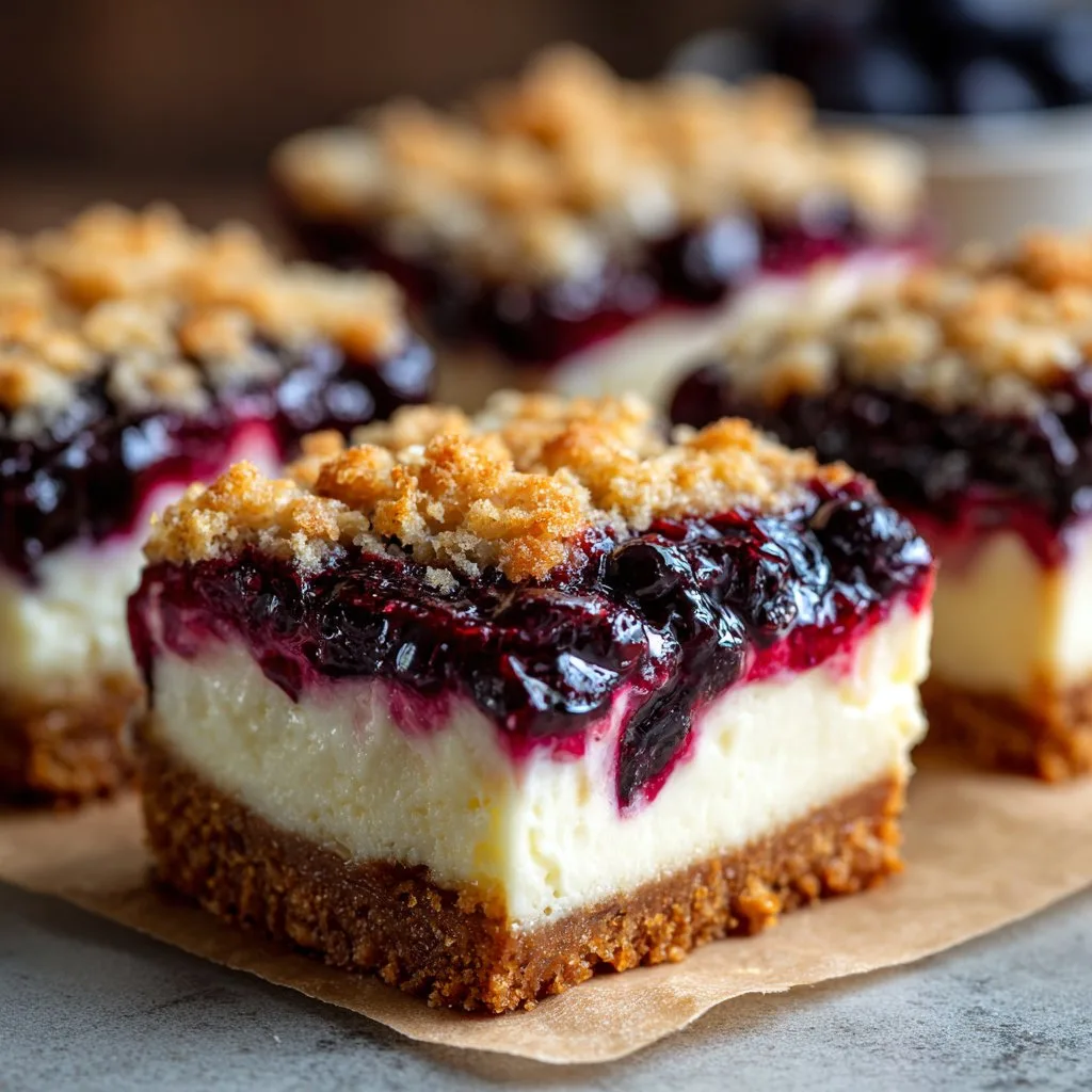 Blueberry Crisp Cheesecake Bars