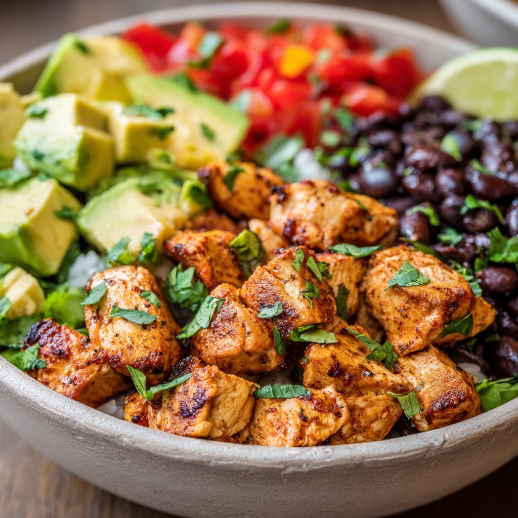 Chicken Bowl with Black Beans and Avocado