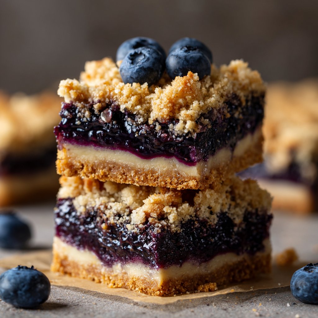 Blueberry Cheesecake Crumble Bars with Streusel