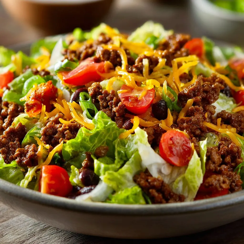 Quick Taco Salad with Seasoned Ground Beef