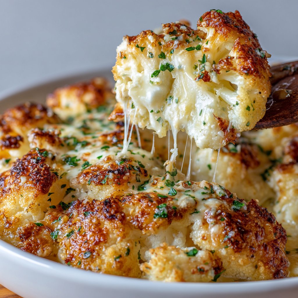 Keto Cheesy Cauliflower Bake with Garlic Butter