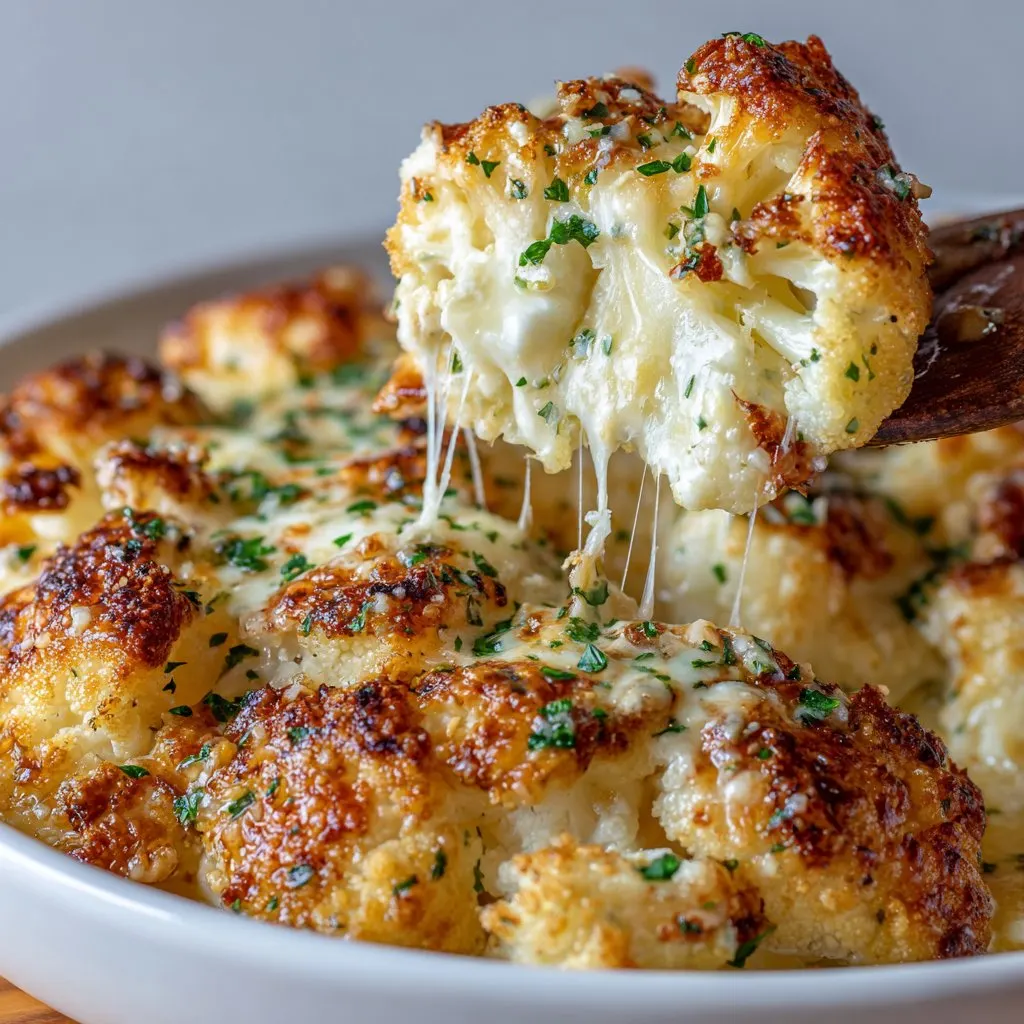 Keto Cheesy Cauliflower Bake with Garlic Butter