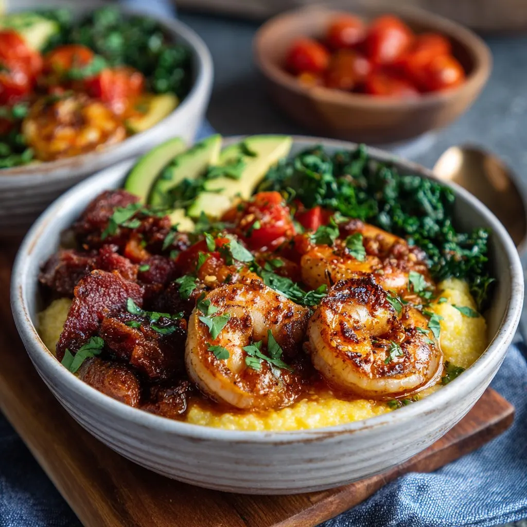 Shrimp and Chorizo Polenta Bowls with Smoky Flavor