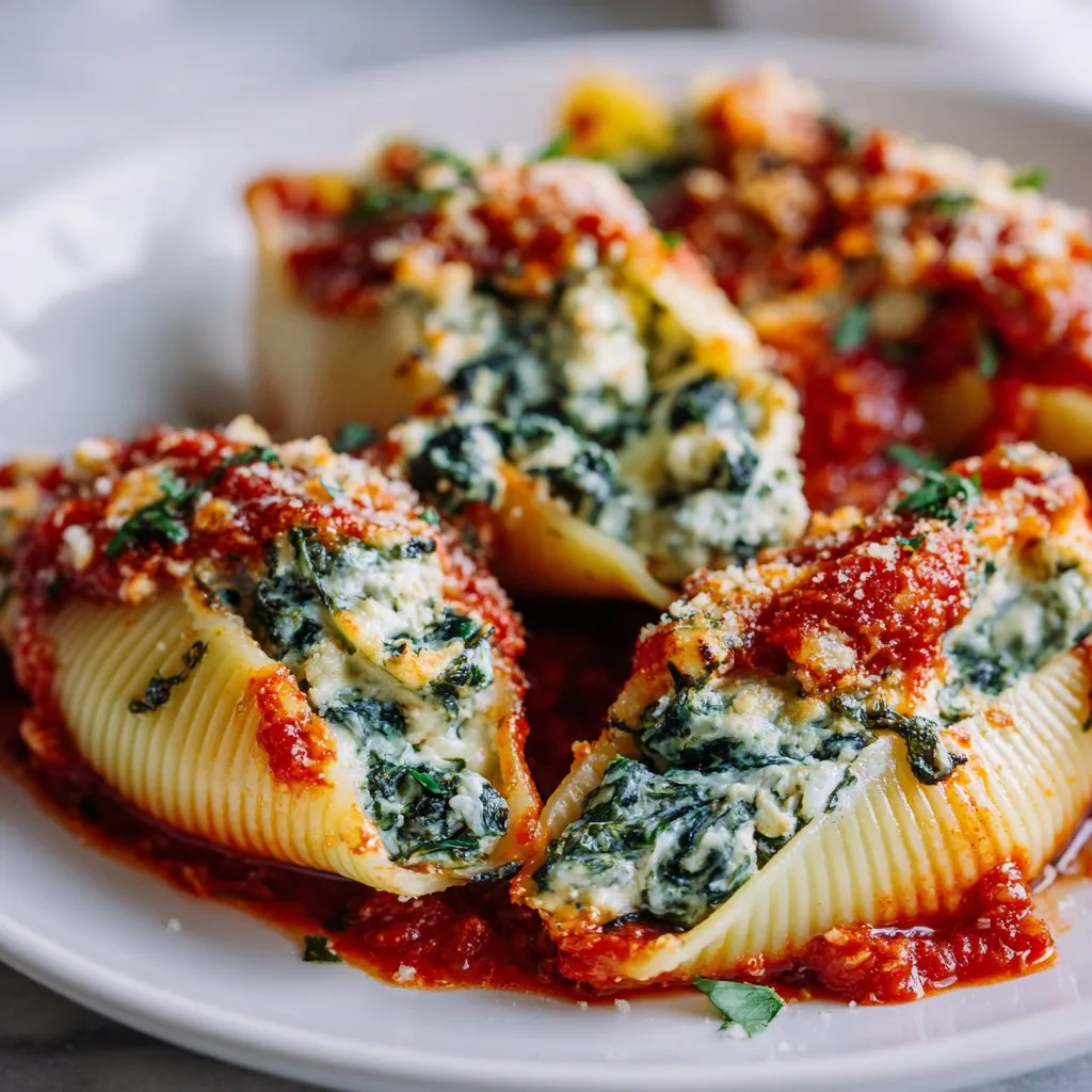Spinach and Ricotta Stuffed Shells with Marinara