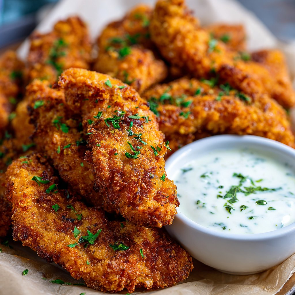 Crispy Fried Chicken Tenders with Ranch Dip