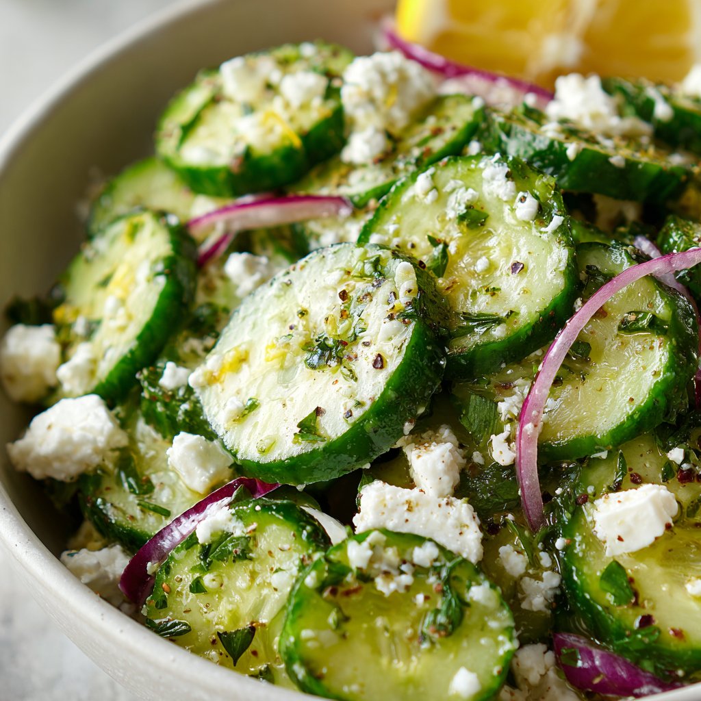 Cucumber Feta Salad with Lemon Vinaigrette