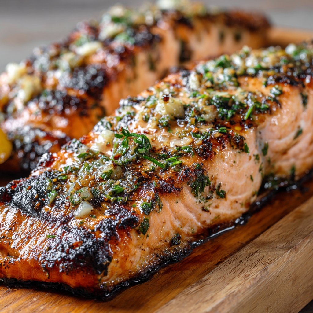 Grilled Salmon with Garlic Lemon Marinade