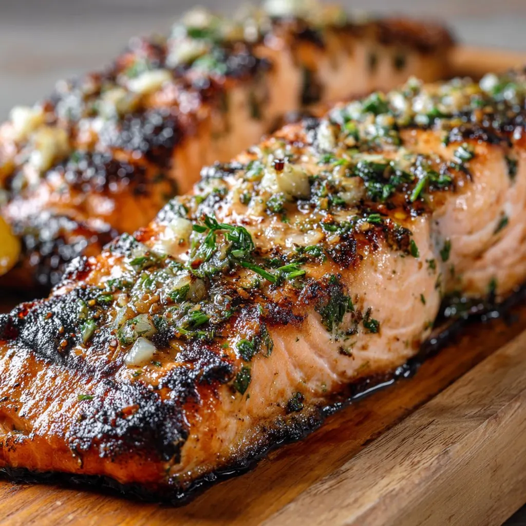 Grilled Salmon with Garlic Lemon Marinade