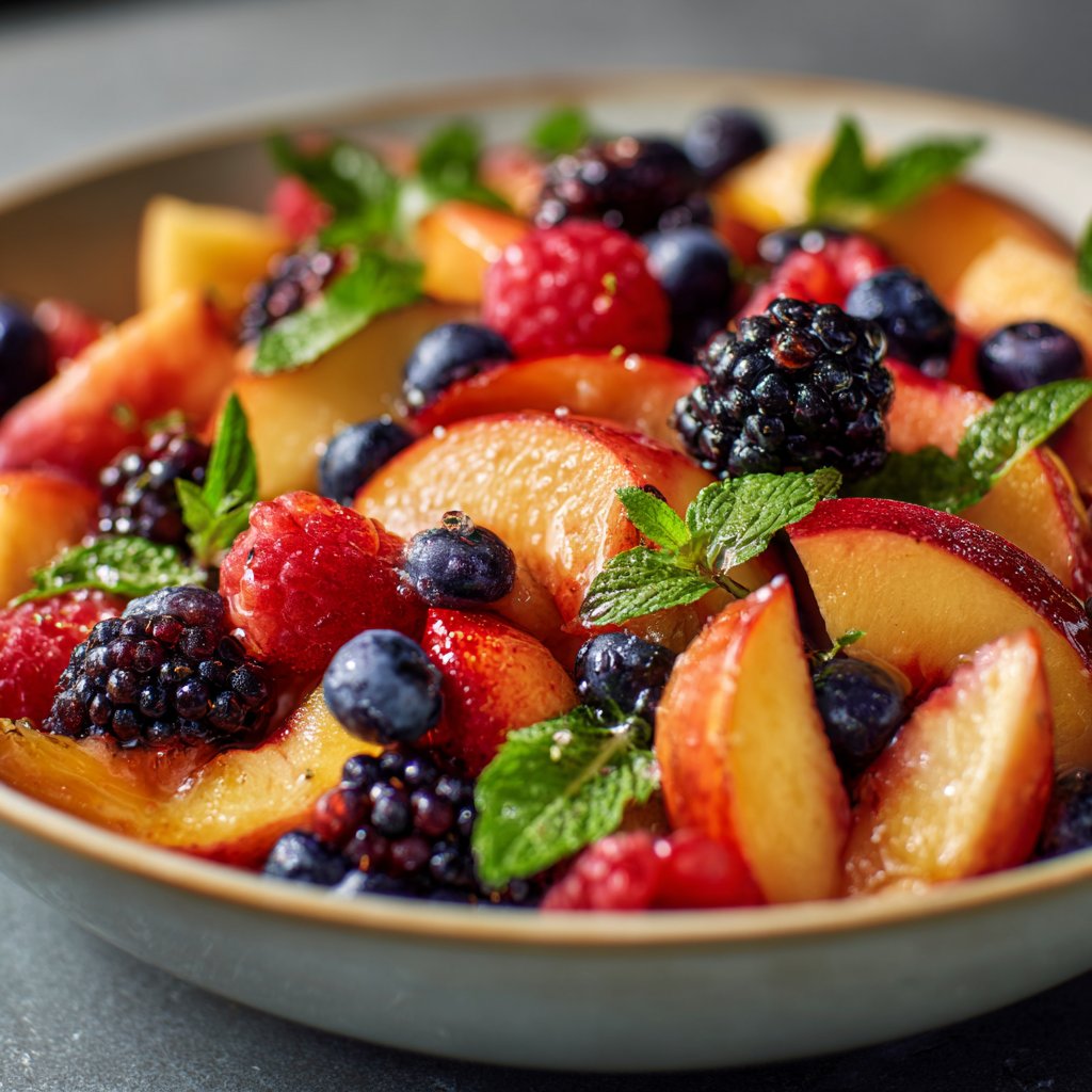 Peach and Berry Fruit Salad with Mint