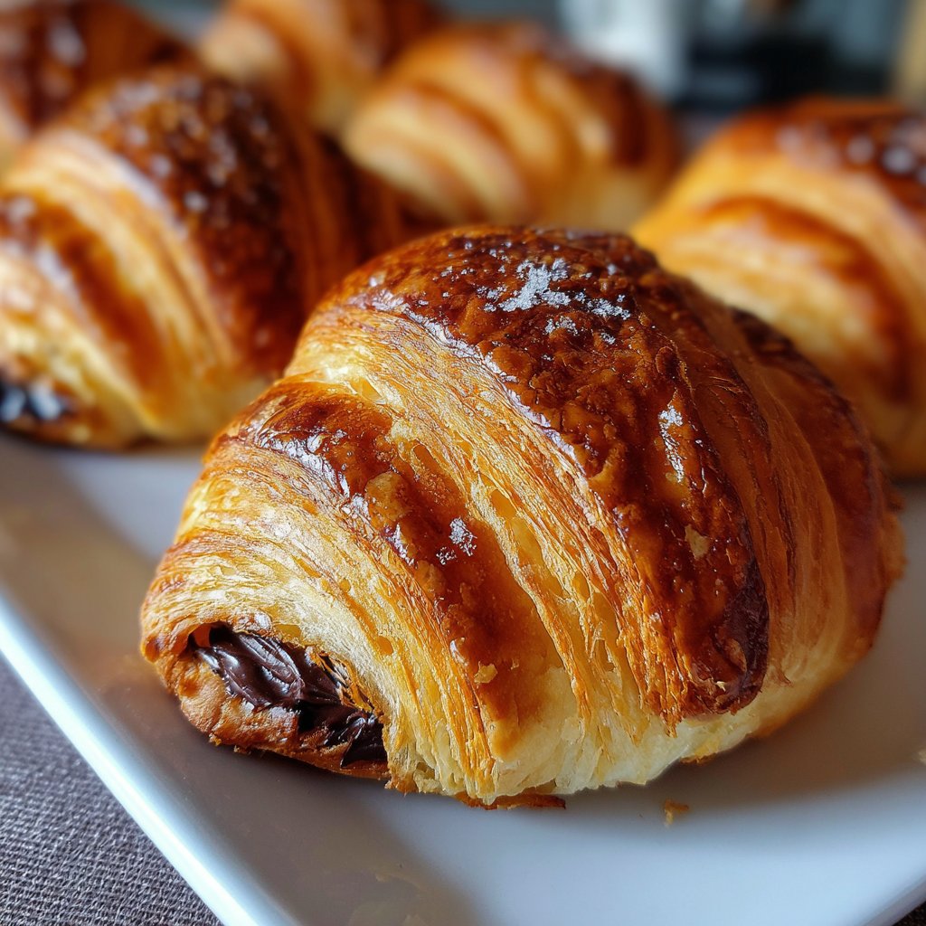 Croissants with Flaky Layers and Chocolate Filling
