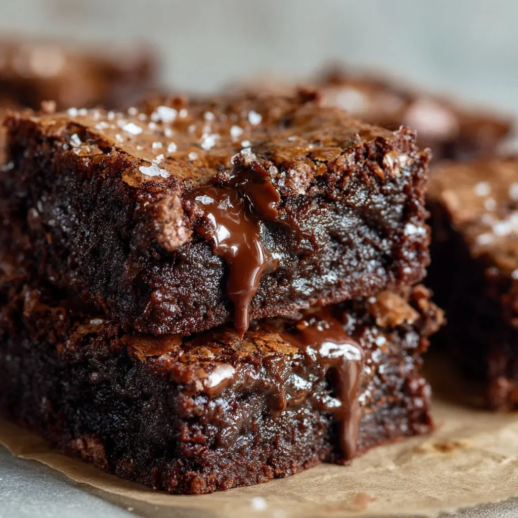 Homemade Brownies with Crackly Tops and Fudge Center