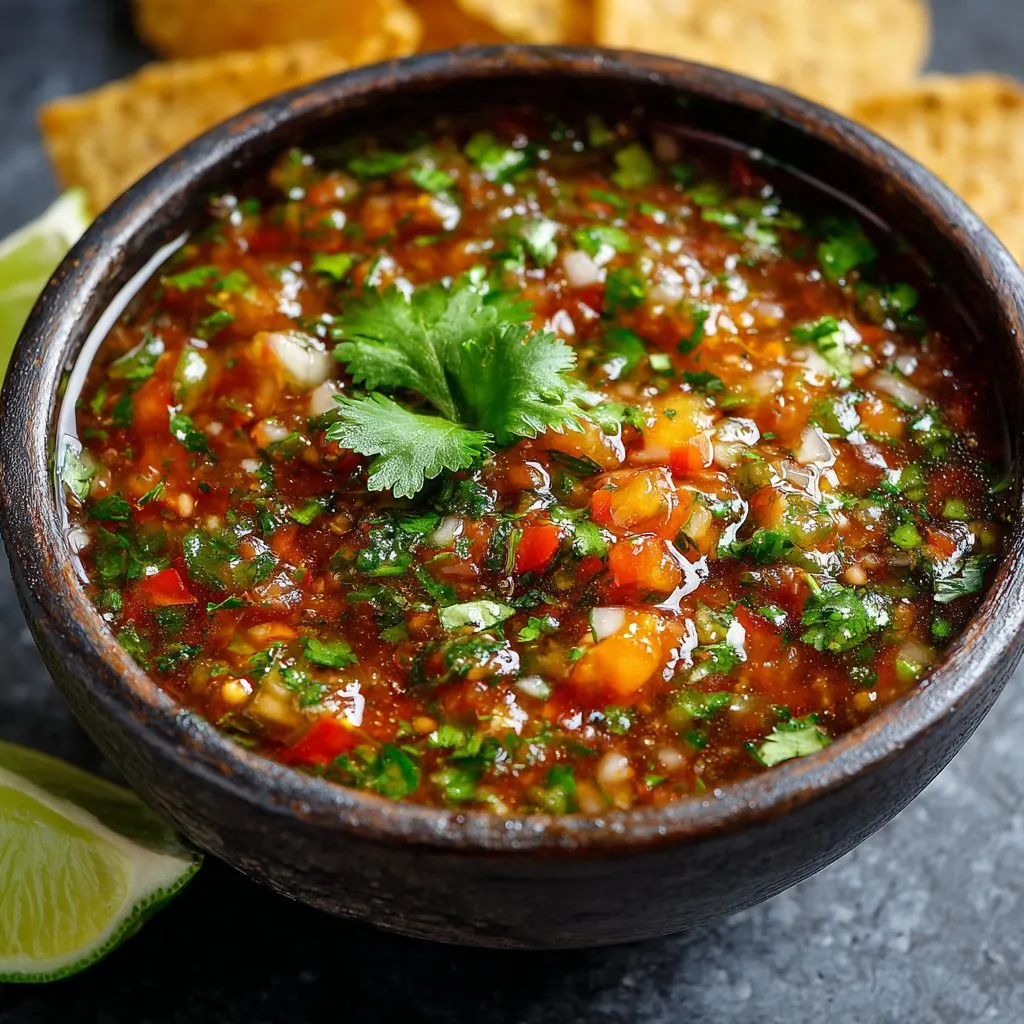 Homemade Salsa with Fresh Cilantro and Lime