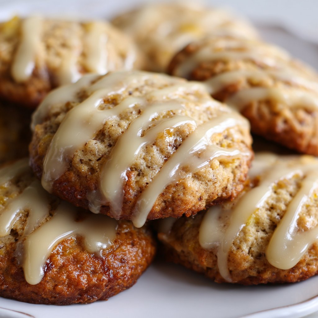Banana Bread Cookies with Maple Glaze