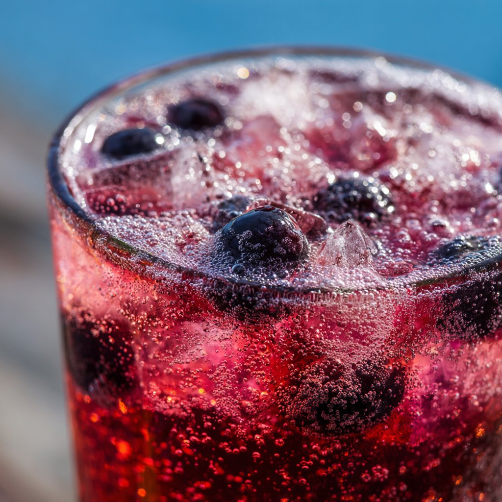 Italian Soda with Blueberry Syrup and Sparkling Water