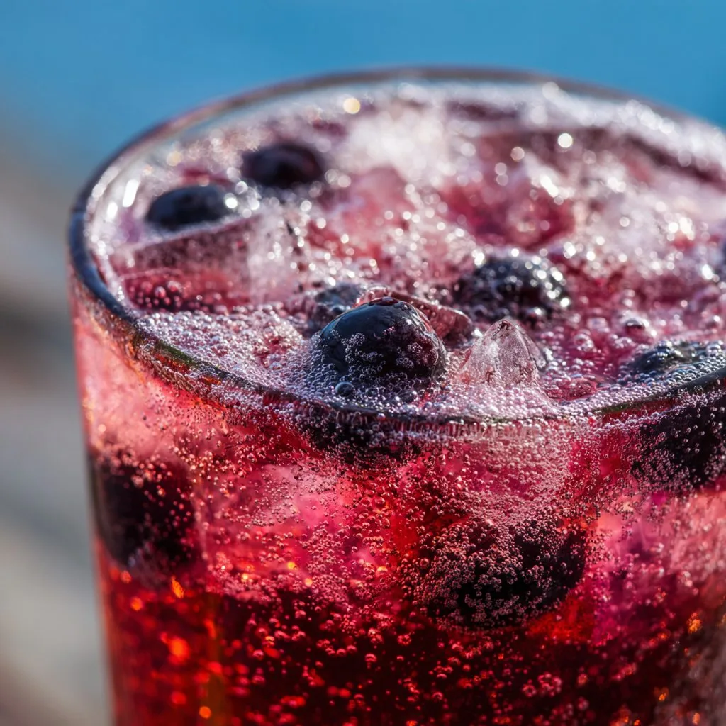 Italian Soda with Blueberry Syrup and Sparkling Water
