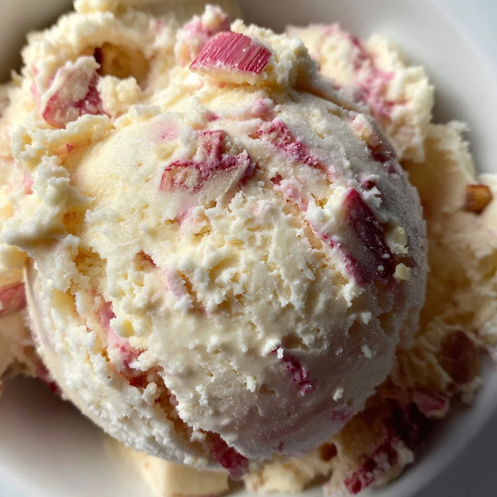 Rhubarb Ice Cream with Creamy Vanilla Base