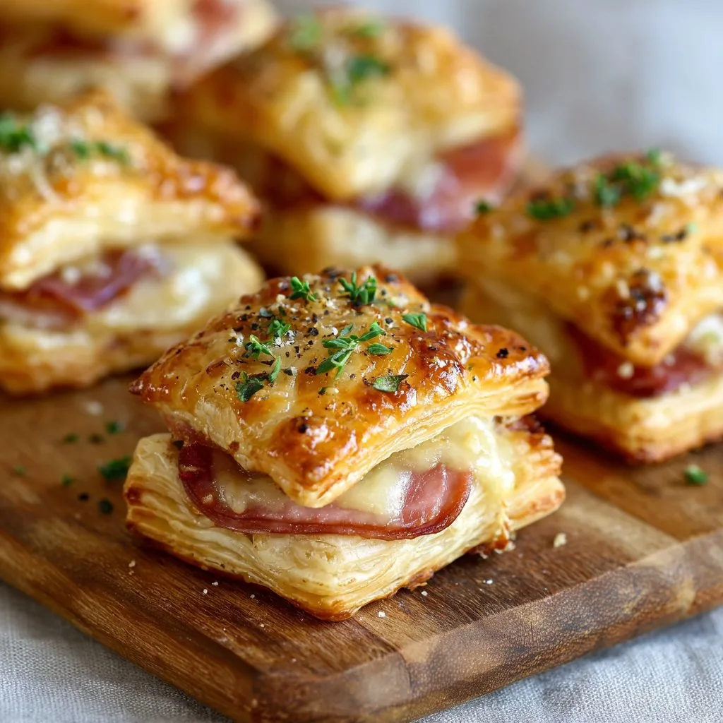 Crispy Ham and Cheese Puff Pastry Bites