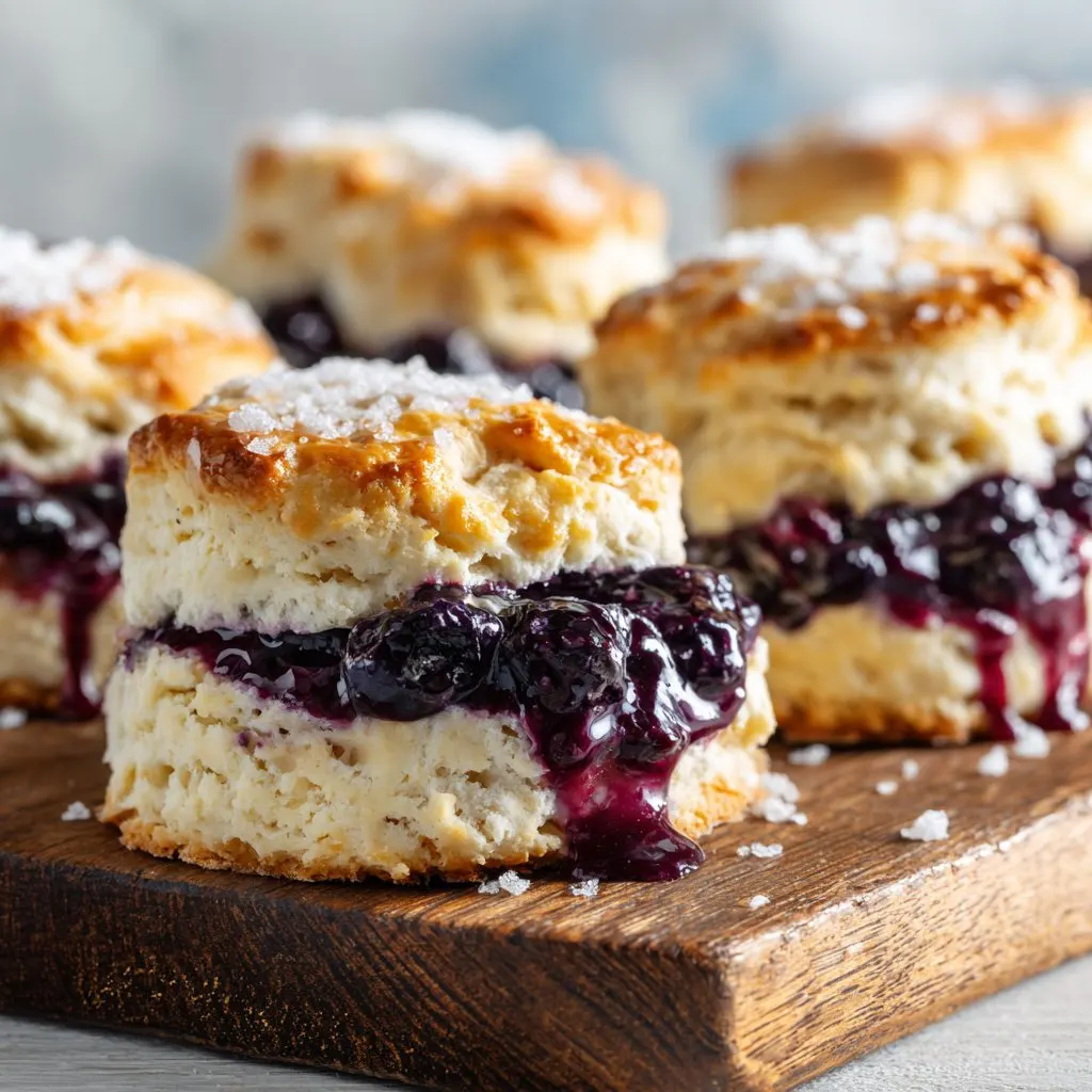 Blueberry Butter Swim Biscuits with Golden Crust