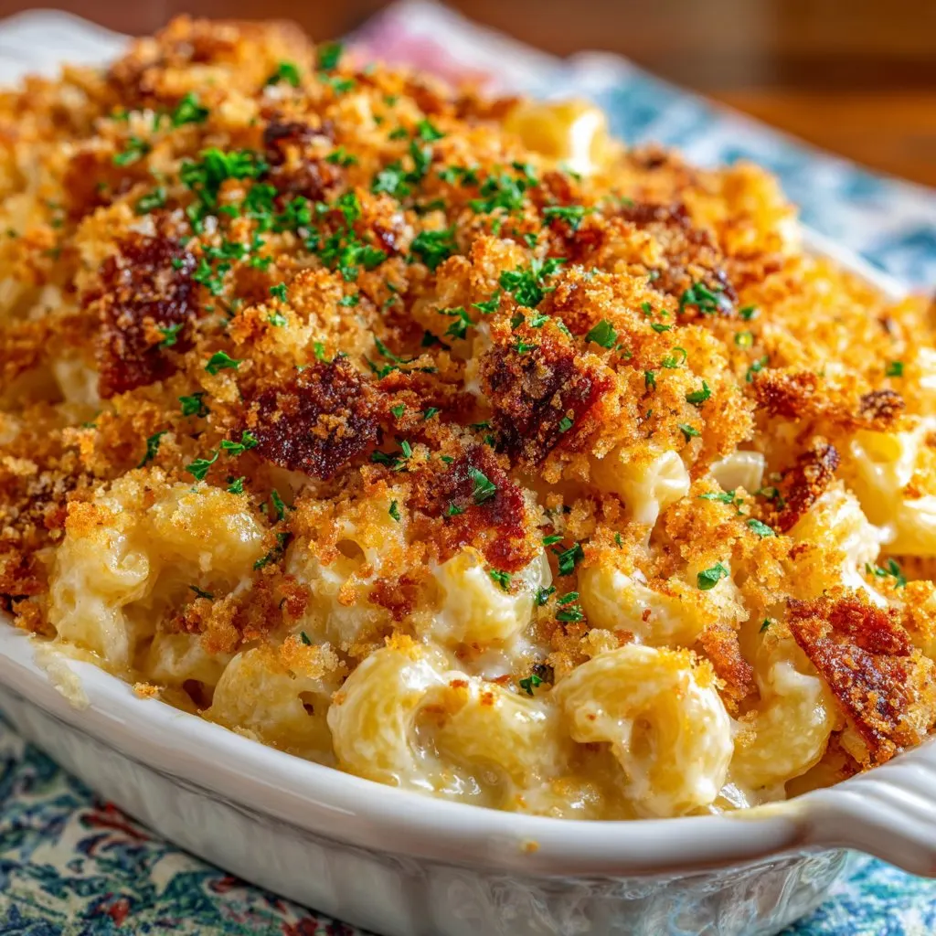 Baked Mac and Cheese with Buttery Cracker Topping