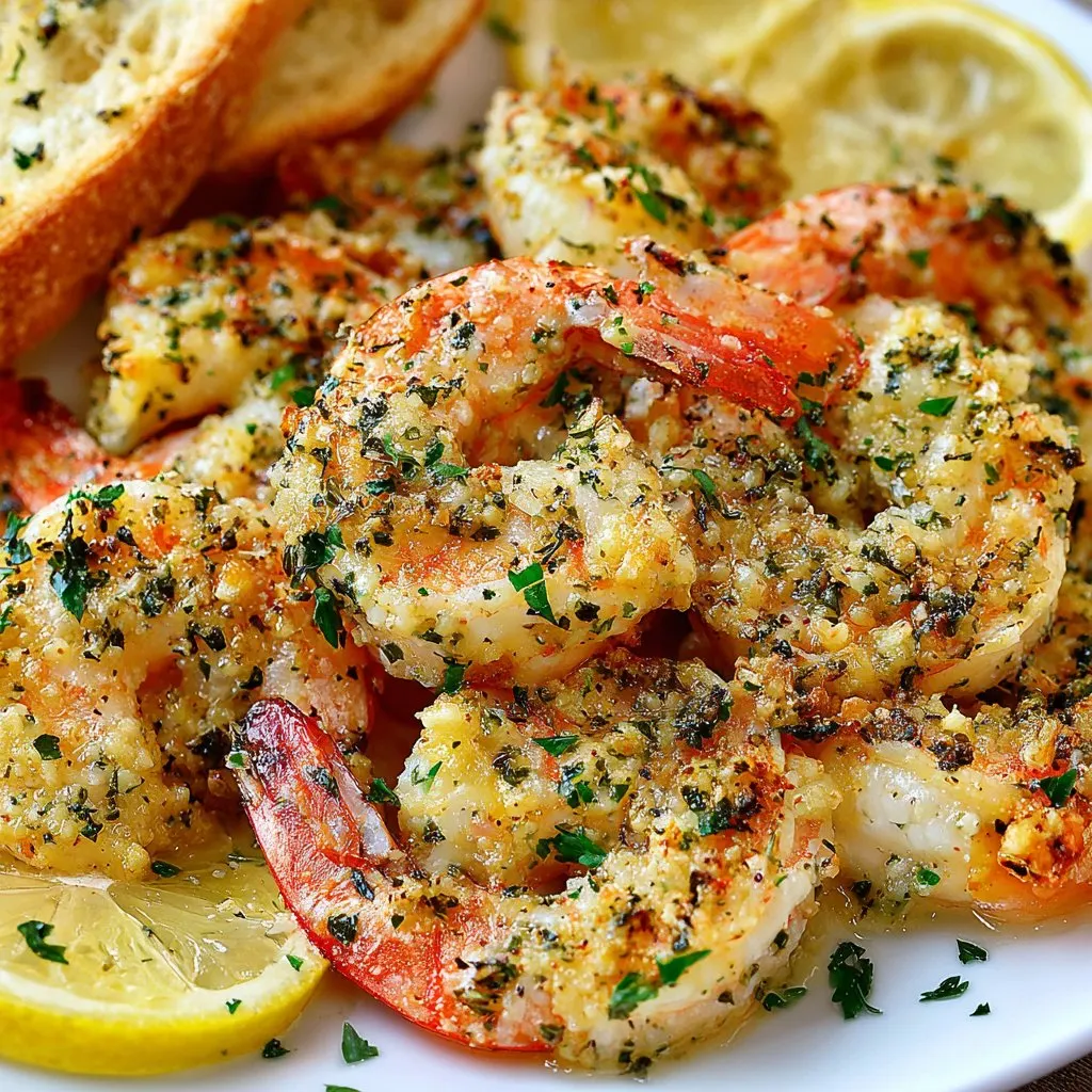 Garlic Parmesan Roasted Shrimp with Lemon Butter