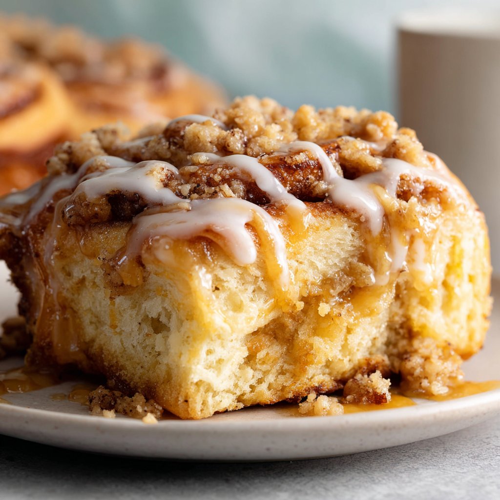 Caramel Apple Cinnamon Rolls with Crumble Top