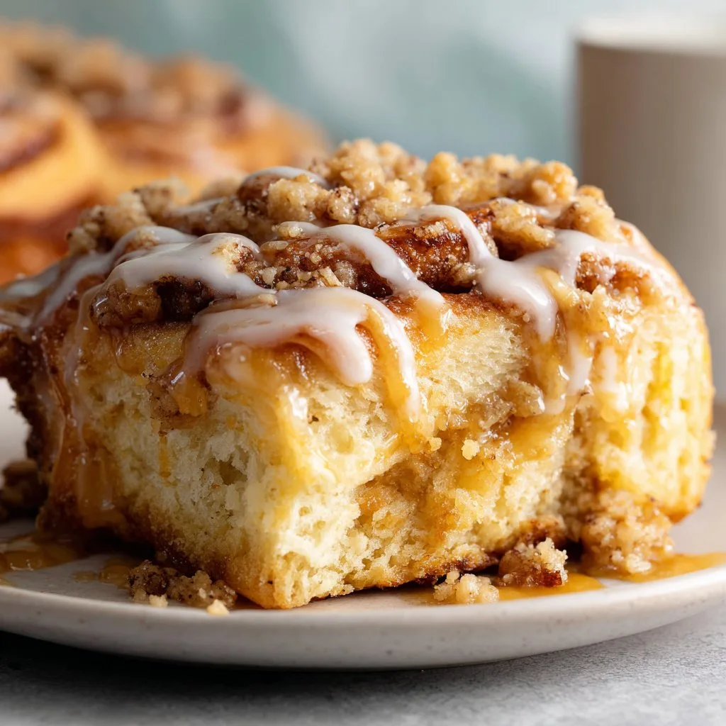 Caramel Apple Cinnamon Rolls with Crumble Top