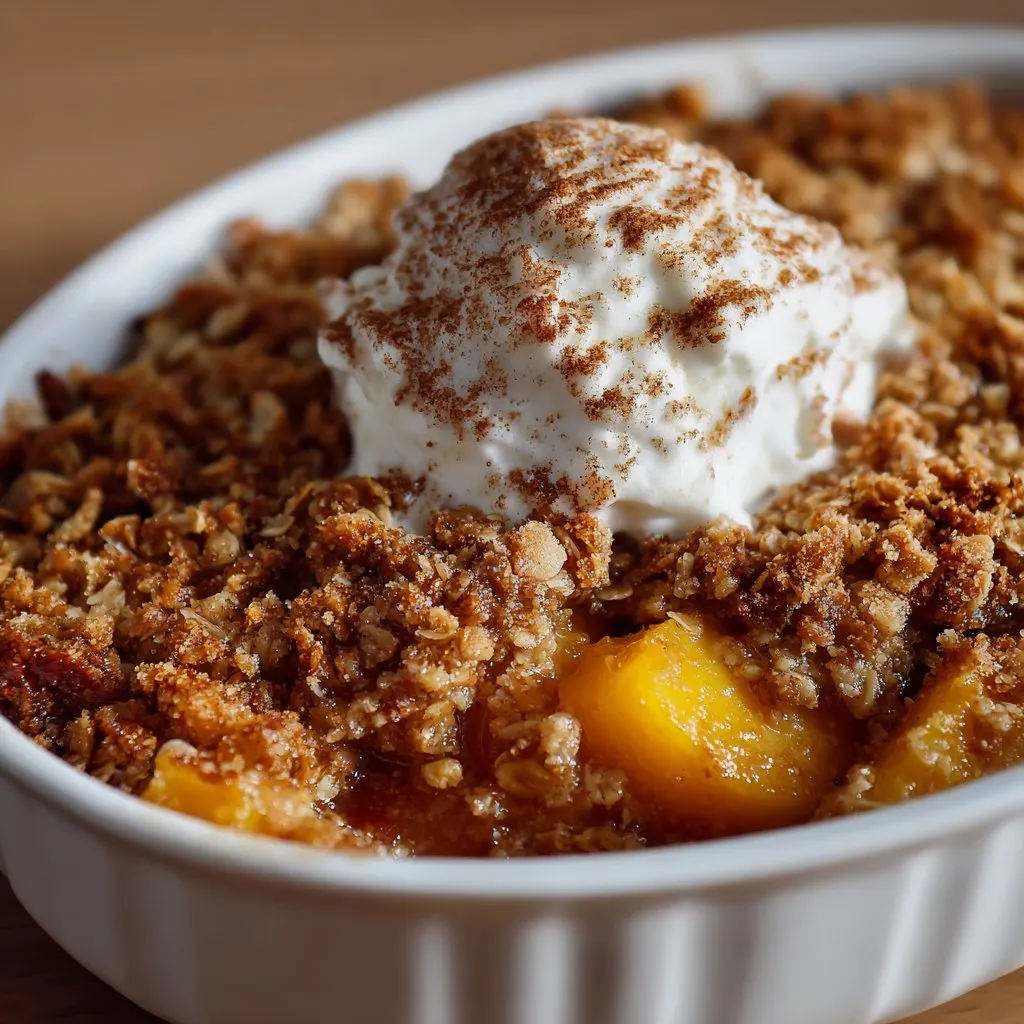 Peach Crisp with Cinnamon Oat Crumble Topping