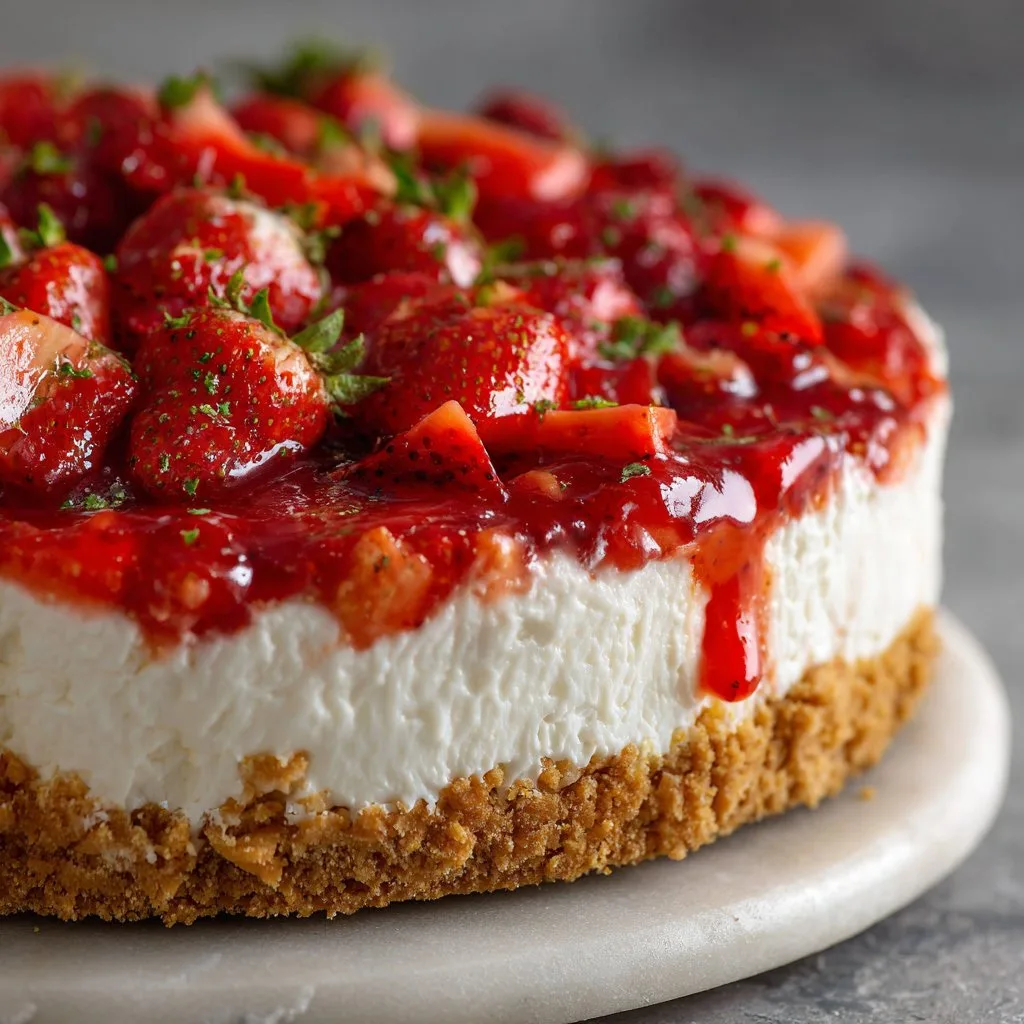 No-Bake Strawberry Cheesecake with Creamy Filling
