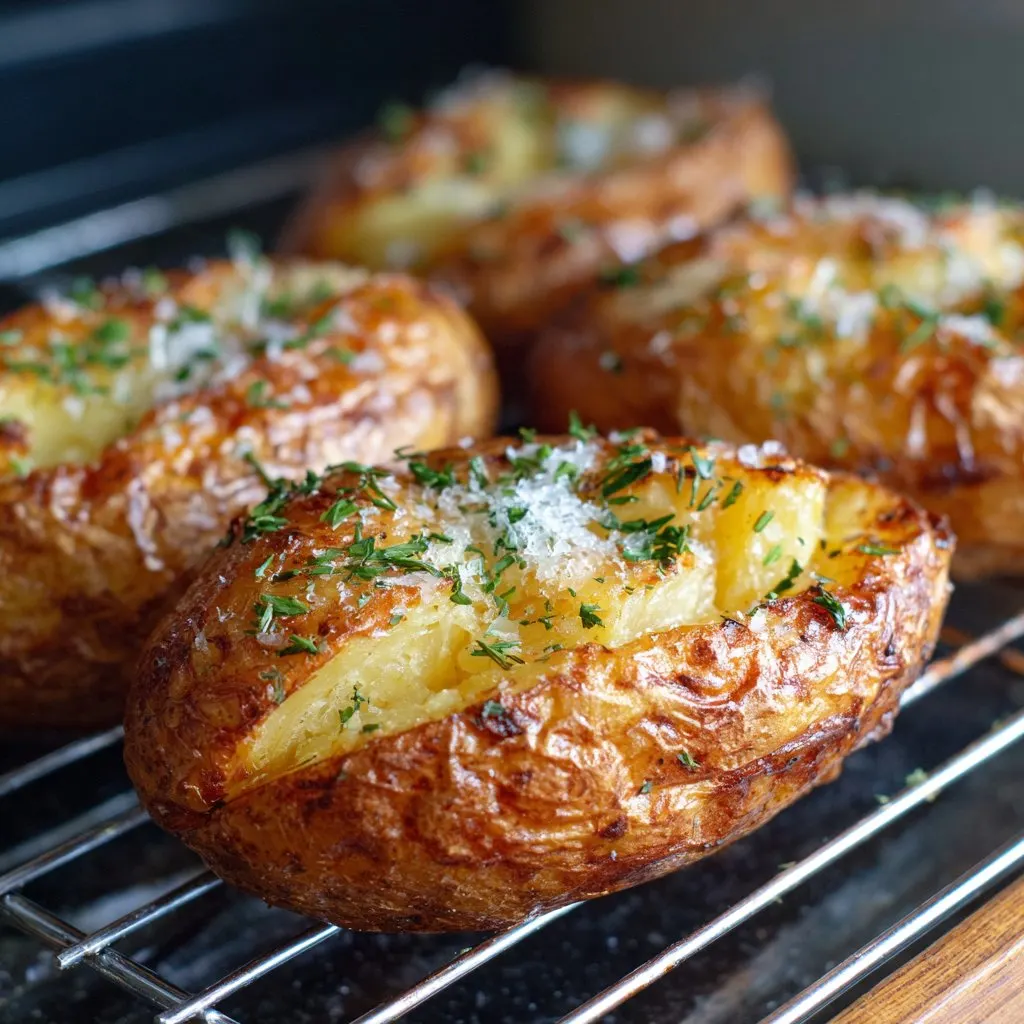 Baked Potatoes in Air Fryer with Sea Salt Skin
