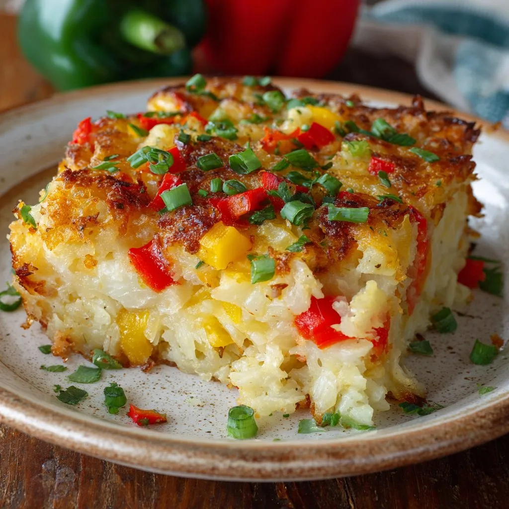 Cottage Cheese Hashbrown Bake with Bell Peppers