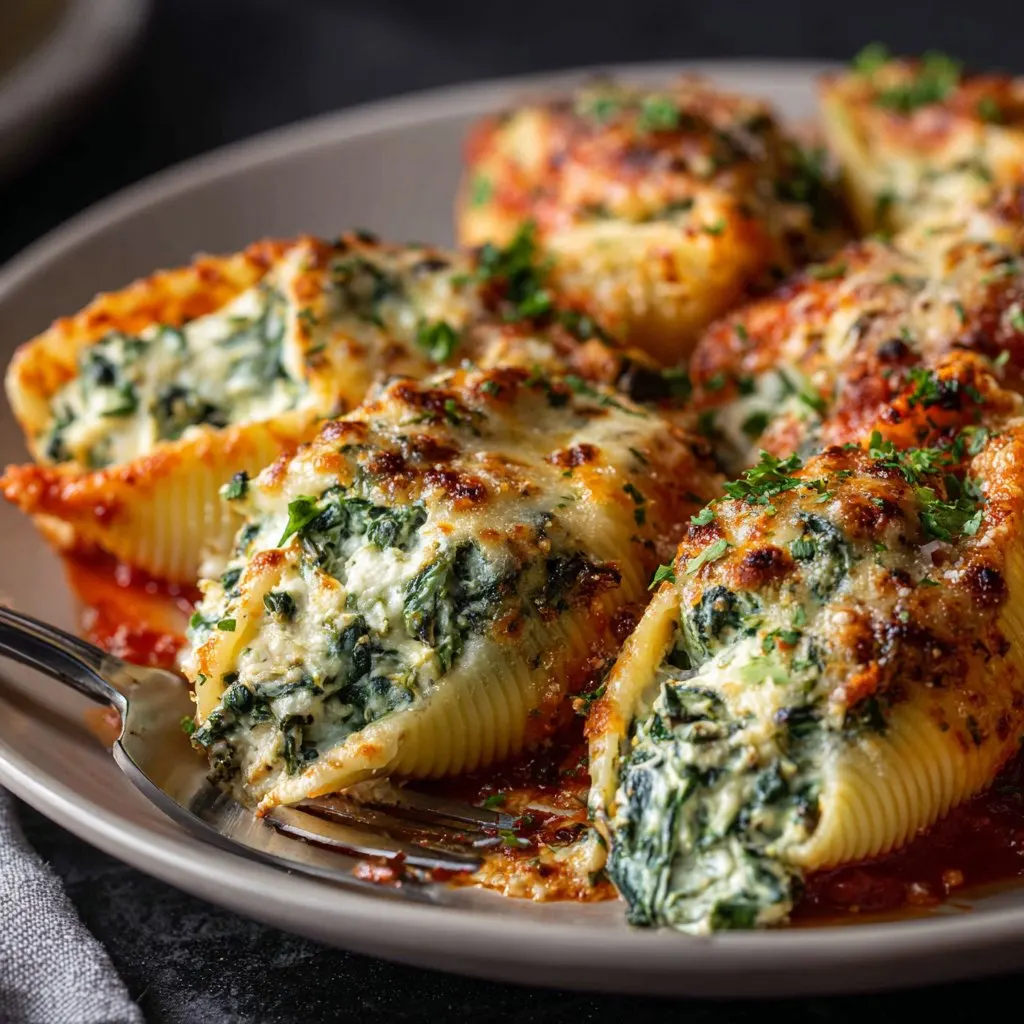 Baked Stuffed Shells with Cream Cheese Spinach Filling