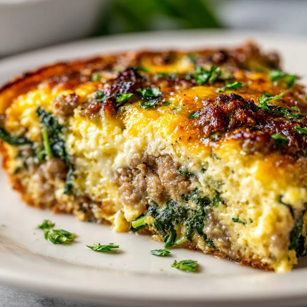 Keto Sausage Spinach Breakfast Casserole