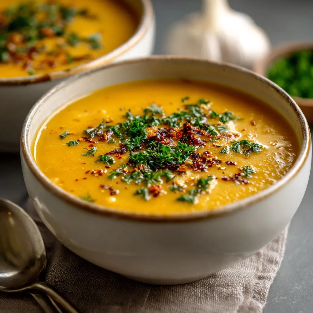 Butternut Squash Soup with Roasted Garlic