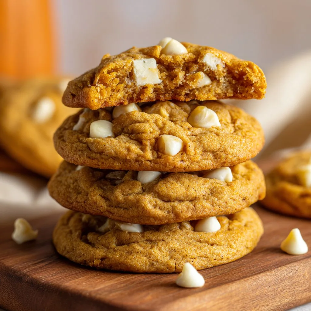 Pumpkin Cookies with White Chocolate Chips
