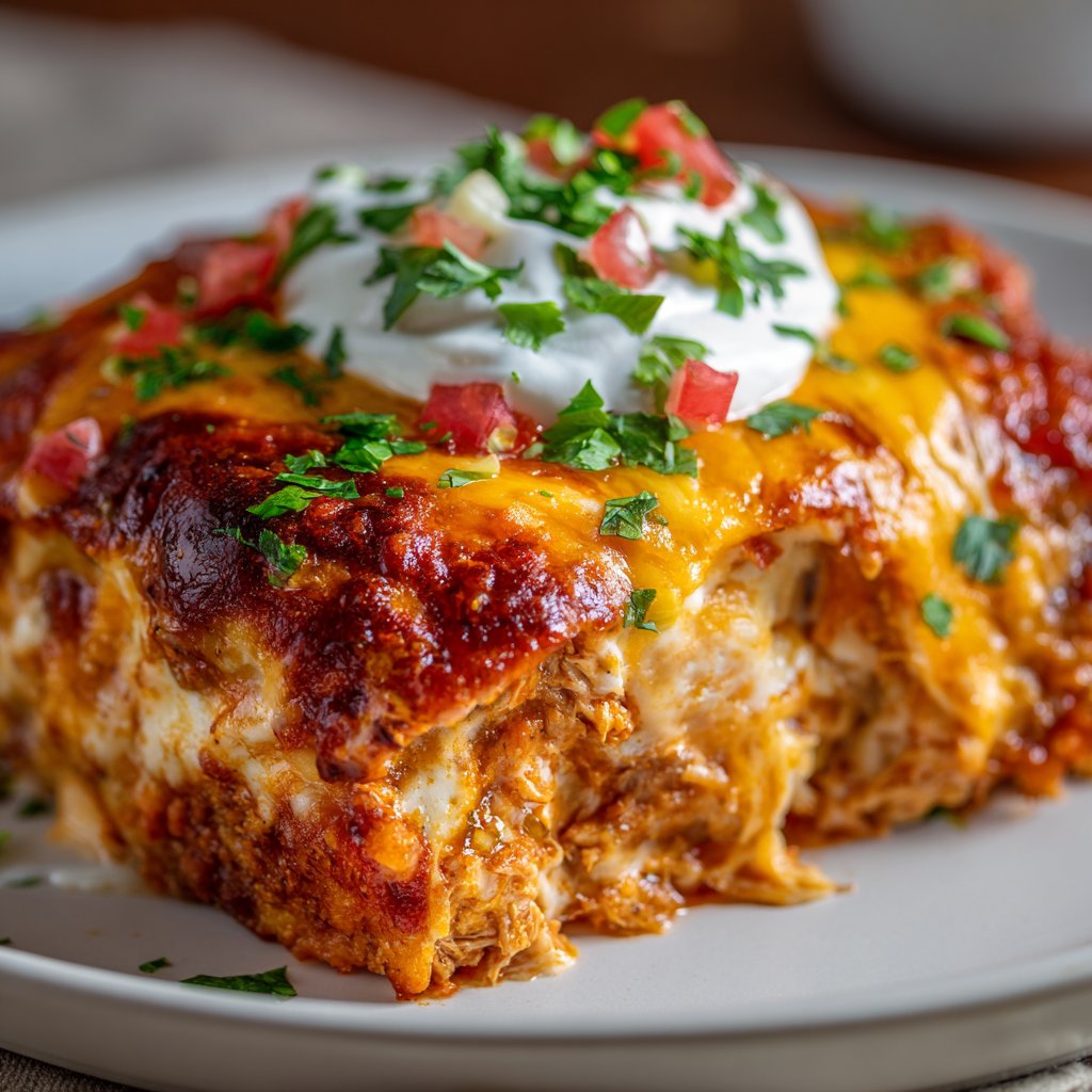 Sour Cream Chicken Enchilada Bake