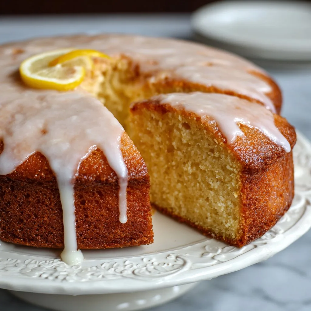 Fluffy Lemon Almond Cake with Glaze