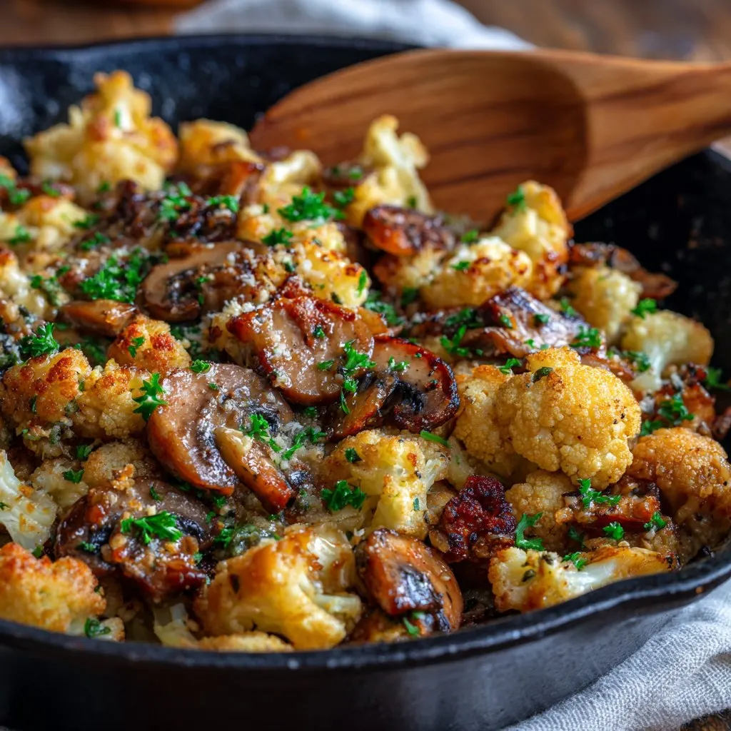 Garlic Mushrooms and Cauliflower Skillet 1 Garlic Mushrooms and Cauliflower Skillet