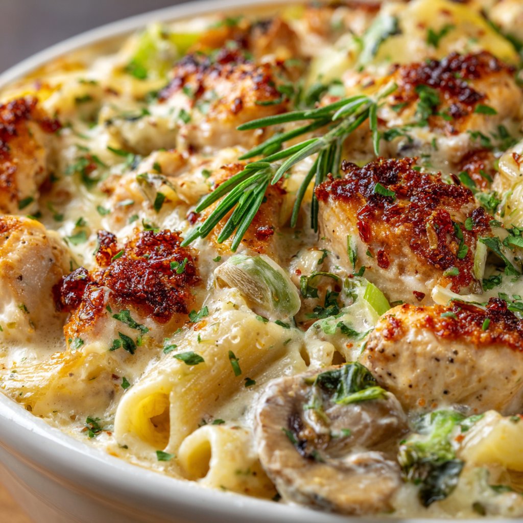 Creamy Lemon Chicken Pasta Bake
