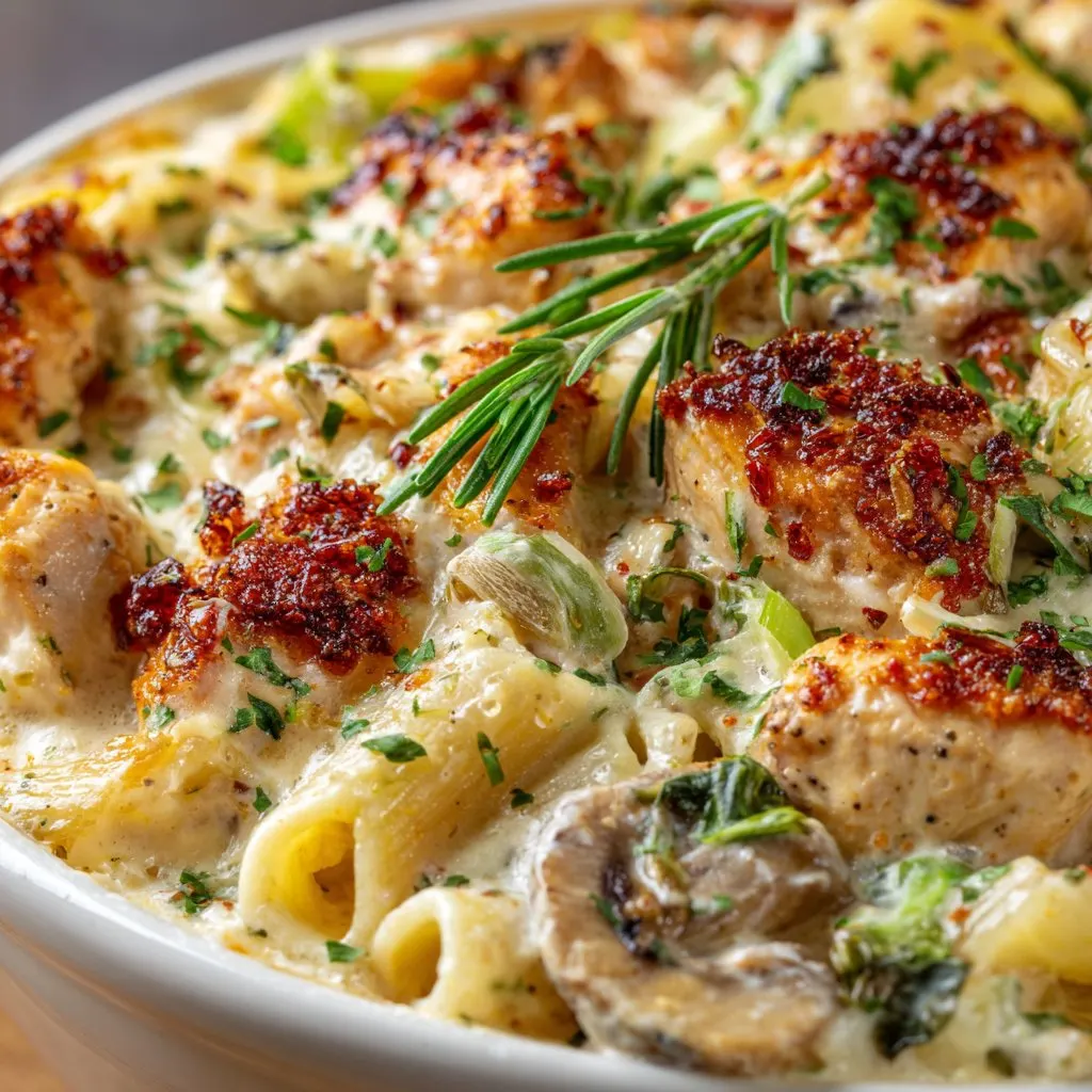 Creamy Lemon Chicken Pasta Bake