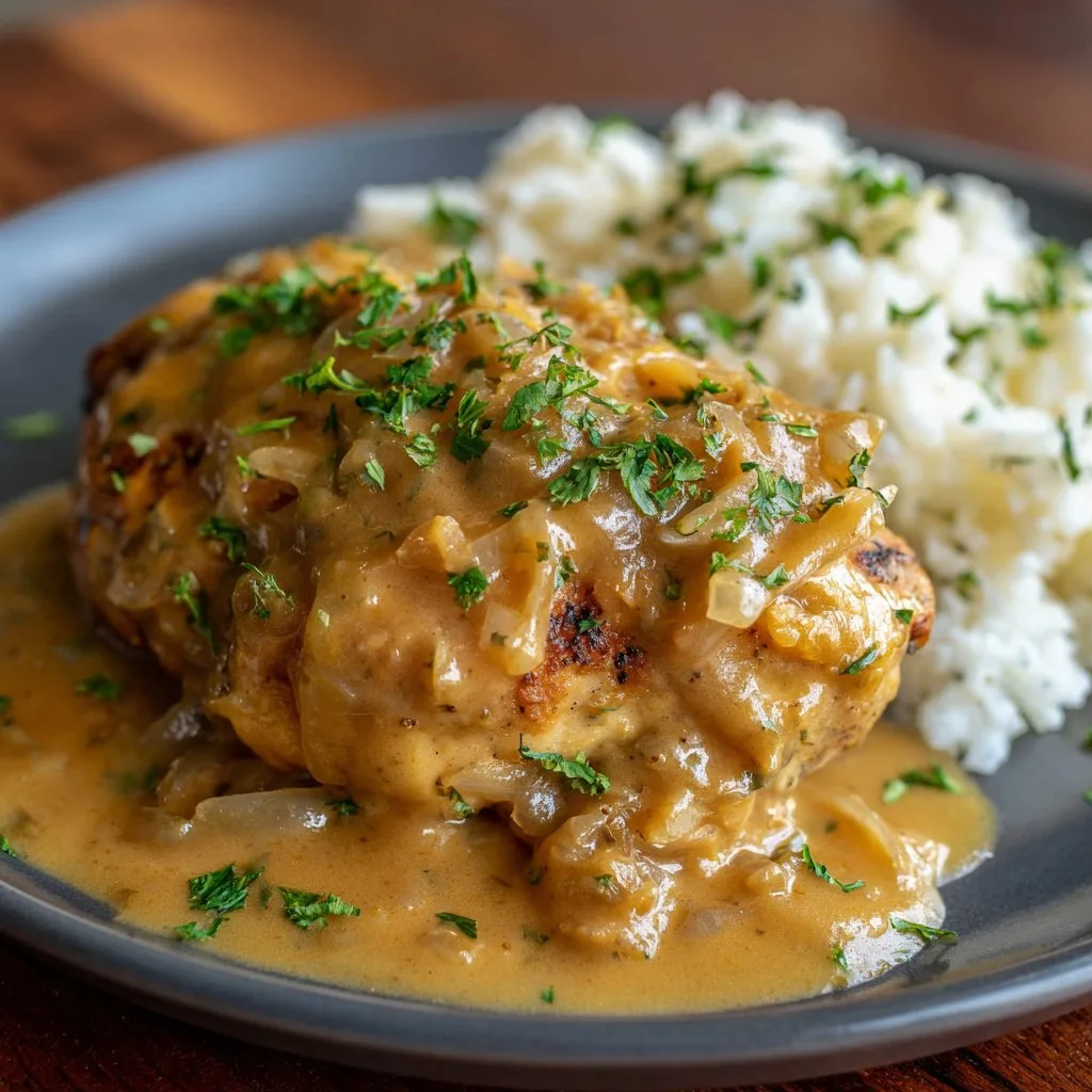 Smothered Chicken with Onion Gravy 1 Smothered Chicken with Onion Gravy