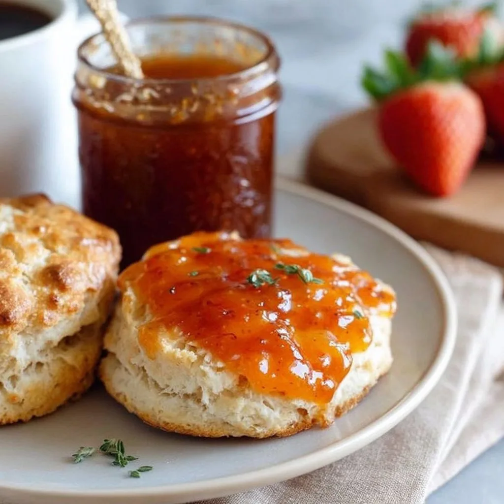 Peach Butter and Biscuits Breakfast Idea