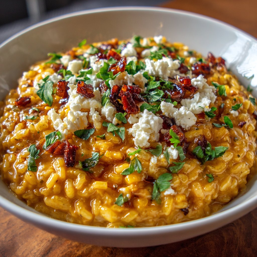 Baked Pumpkin Goat Cheese Risotto