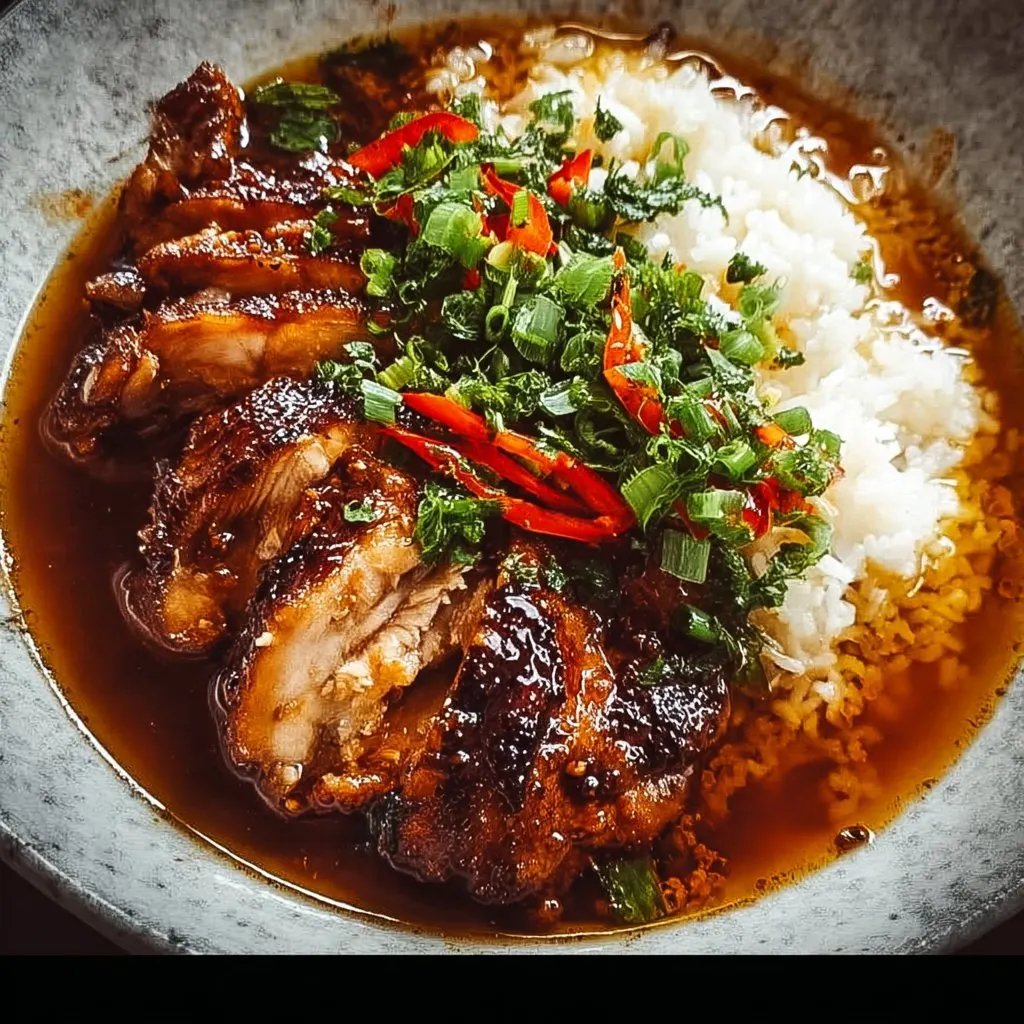 Caramelised Soy Chicken in Garlic Ginger Broth with Rice 3 Caramelised Soy Chicken in Garlic Ginger Broth with Rice