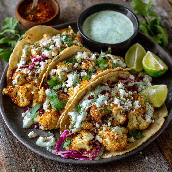 Cauliflower Tacos with Cilantro Lime Crema