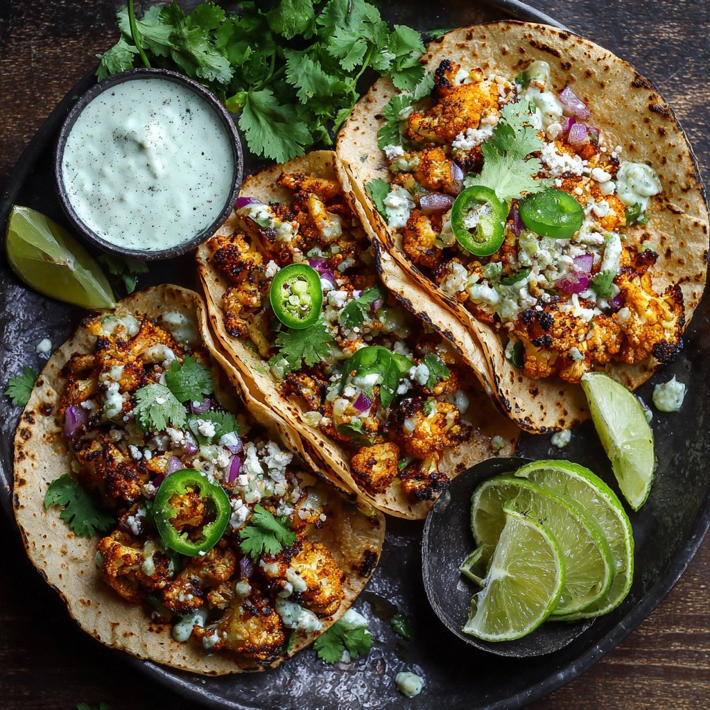 Cauliflower Tacos with Cilantro Lime Crema