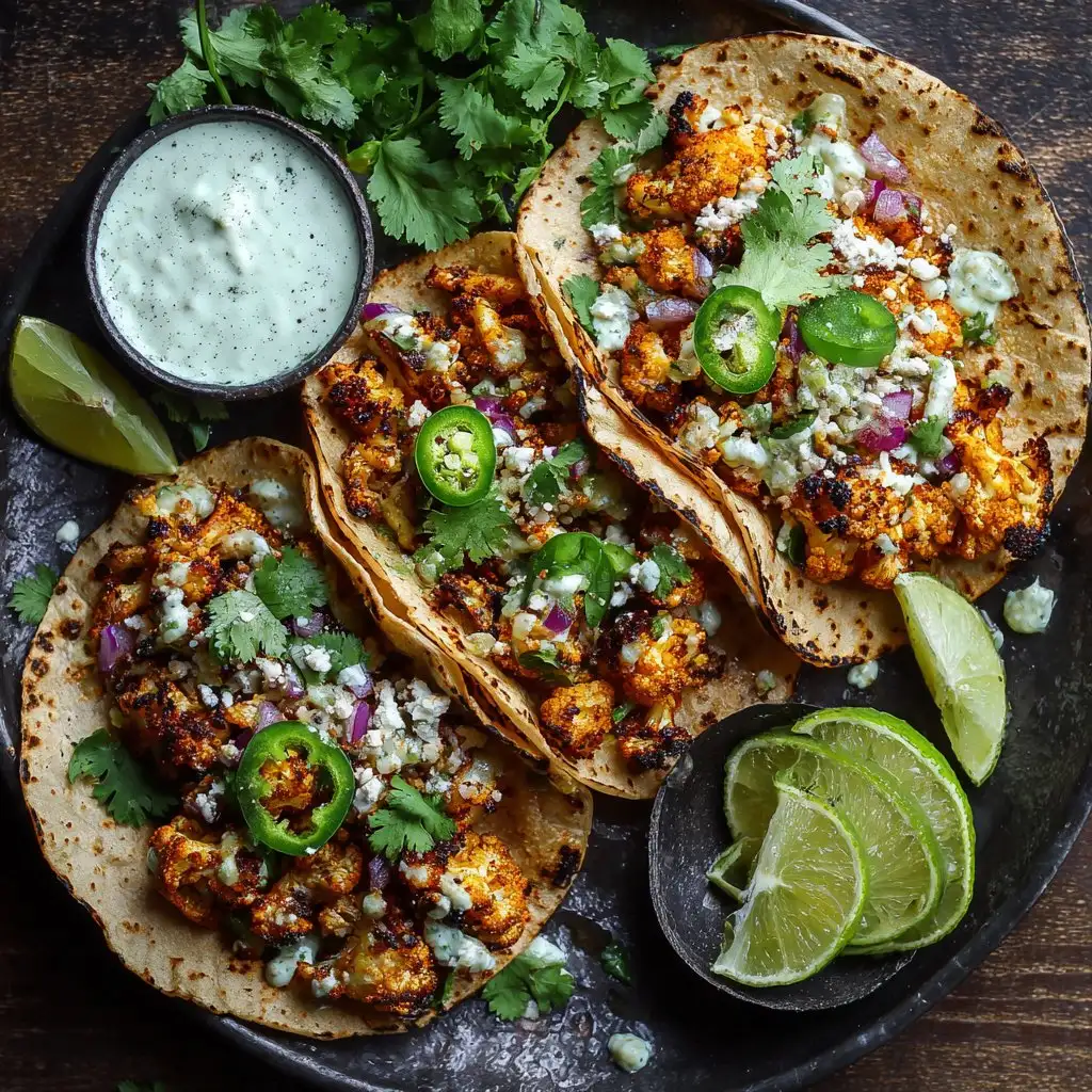 Cauliflower Tacos with Cilantro Lime Crema 1 Cauliflower Tacos with Cilantro Lime Crema