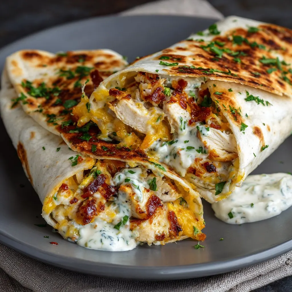 Cheesy Garlic Chicken Wraps with Ranch