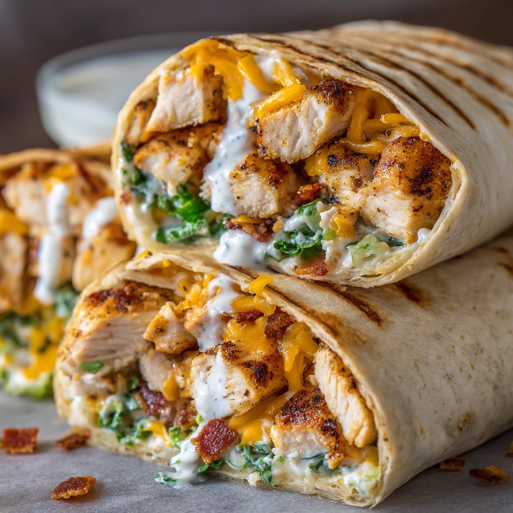 Cheesy Garlic Chicken Wraps with Ranch