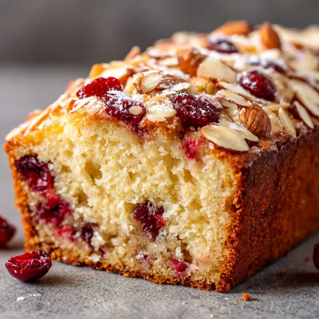 Cranberry Bread with Almond Topping